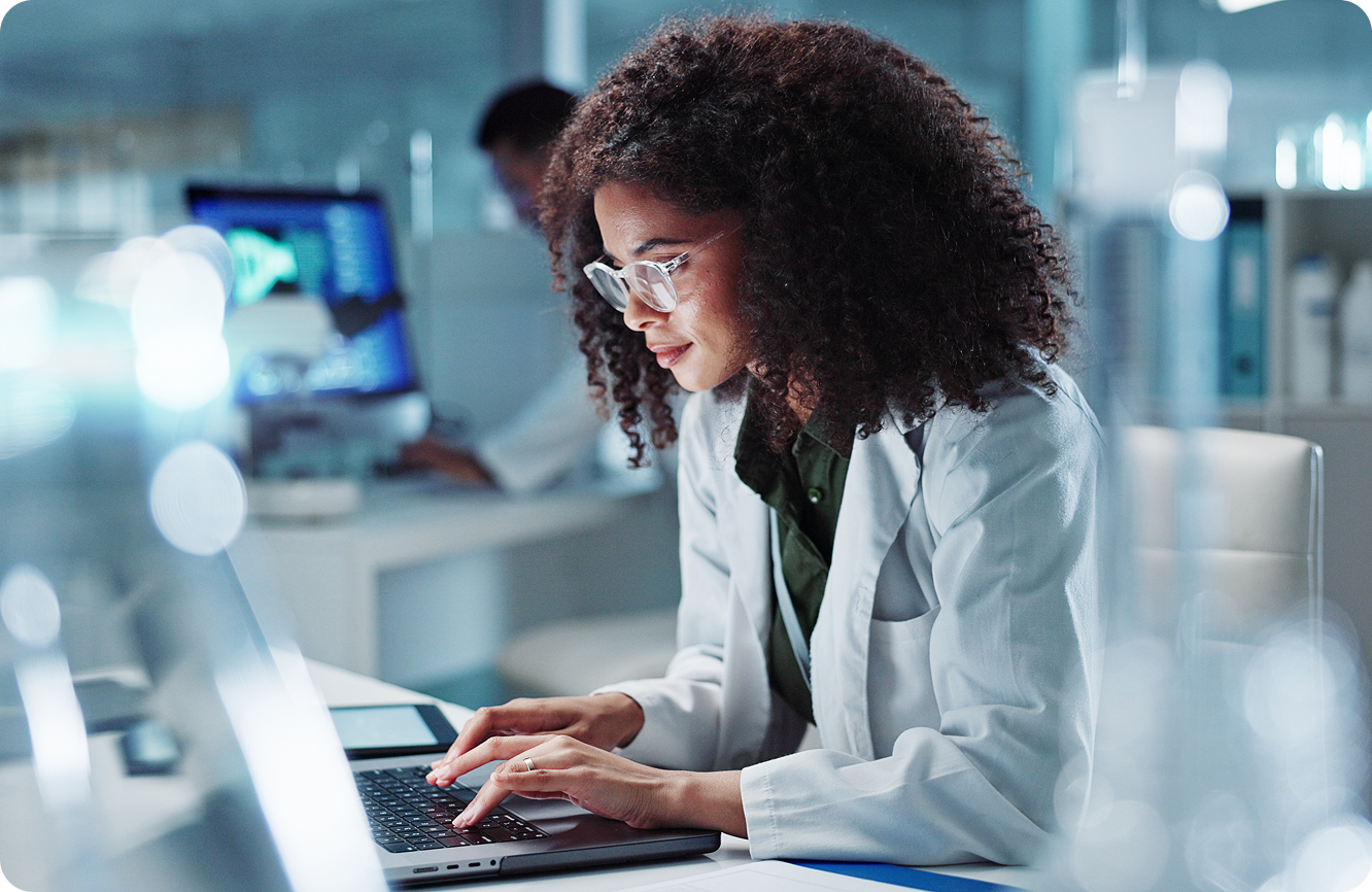 Researcher working with AI-ready single-cell datasets